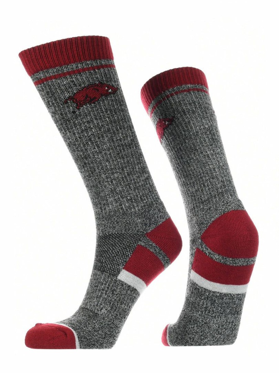 Ncaa Socks * | Cheapest Tck Arkansas Razorbacks Socks Victory Parade Crew Length Red/Black/Grey