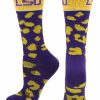 Ncaa Socks * | Coupon Tck Lsu Tigers Socks Womens Savage Crew Socks Purple/Gold