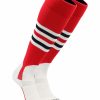 Ncaa Socks * | Cheap Tck Baseball Stirrup Socks With Stripes Pattern I Baseball Socks Scarlet/White/Navy