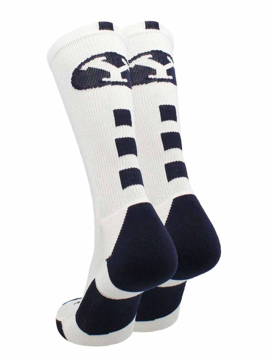 Ncaa Socks * | Best Deal Tck Byu Cougars Socks Baseline Crew White/Navy