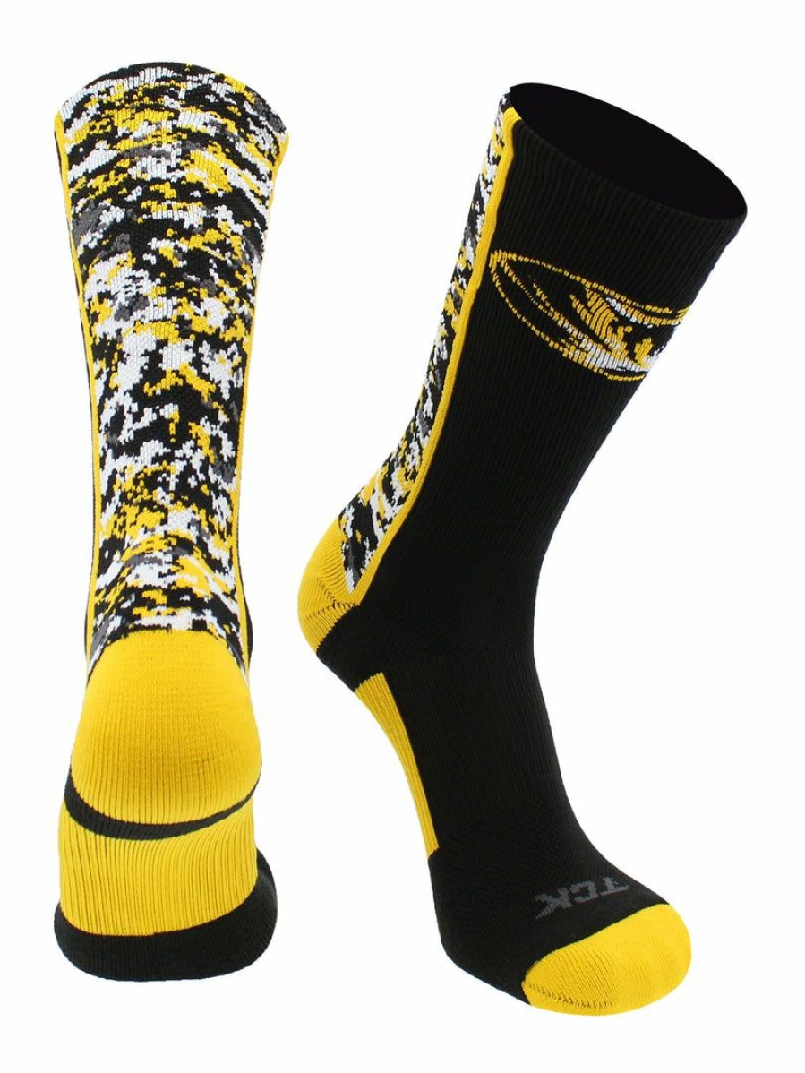 Ncaa Socks * | Best Deal Tck Missouri Tigers Socks Digital Camo Crew Black/Gold/White