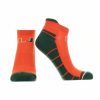 Ncaa Socks * | Coupon Tck Miami Hurricanes Low Cut Ankle Socks With Tab Orange/Green