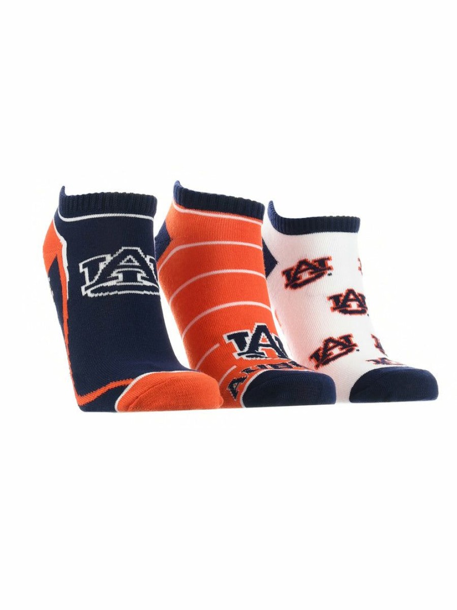 Ncaa Socks * | Best Reviews Of Tck Auburn Tigers No Show Socks Full Field 3 Pack Orange/Blue/White