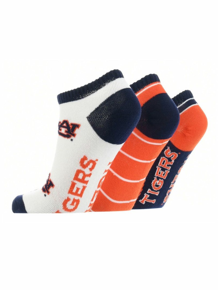 Ncaa Socks * | Best Reviews Of Tck Auburn Tigers No Show Socks Full Field 3 Pack Orange/Blue/White