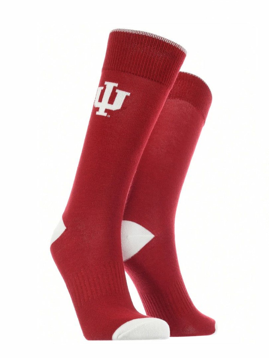 Ncaa Socks * | Cheapest Tck All Schools Indiana Hoosiers Dress Socks Dean'S List Crew Length Socks Crimson/White