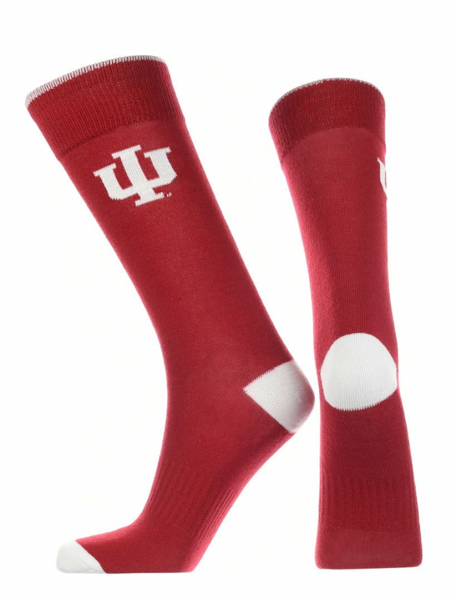 Ncaa Socks * | Cheapest Tck All Schools Indiana Hoosiers Dress Socks Dean'S List Crew Length Socks Crimson/White