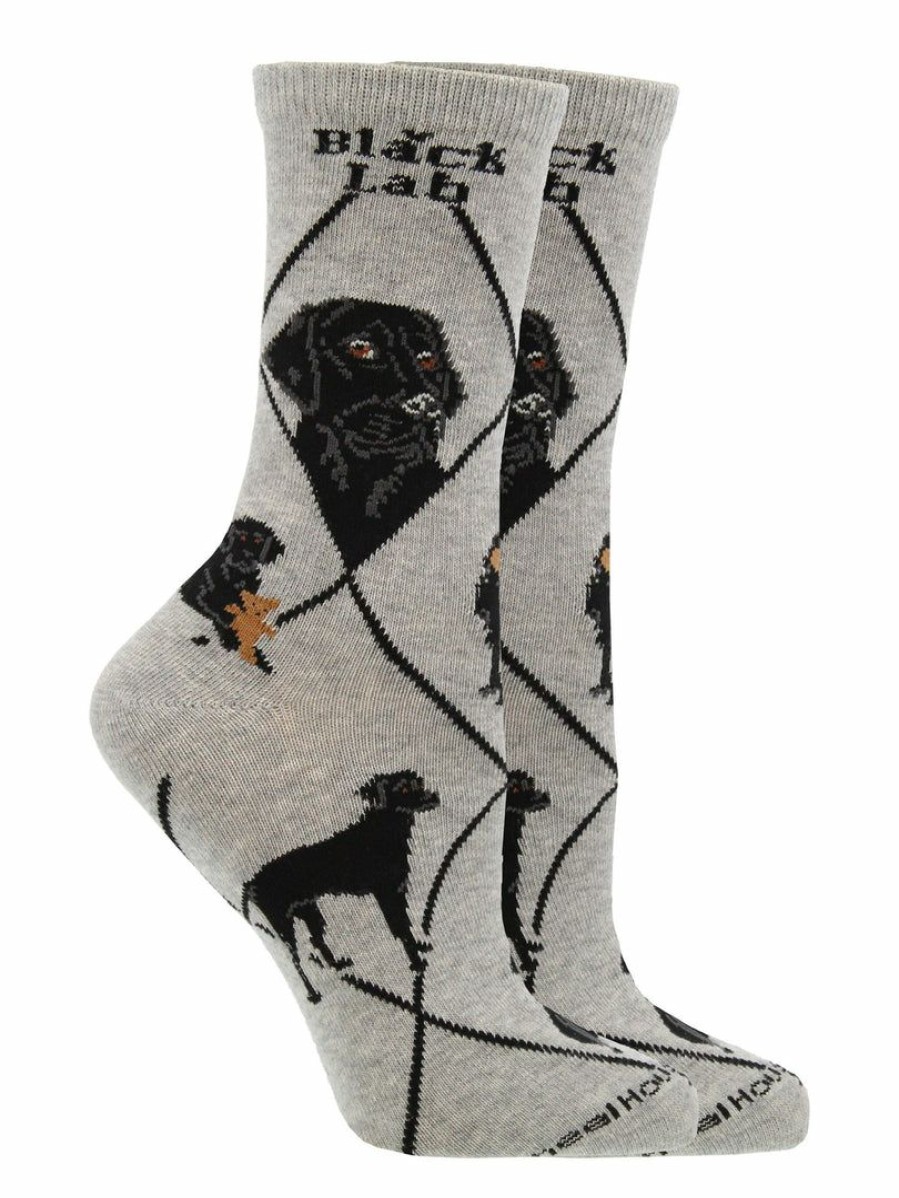 Ncaa Socks * | Flash Sale Whd Crazy Socks Crew Black Lab Socks For Women Gift For Dog Lovers