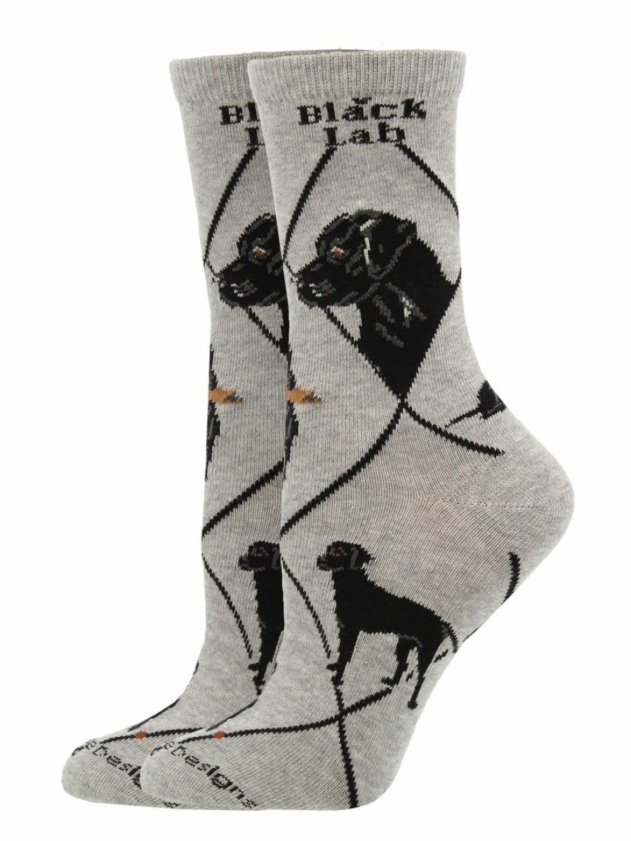 Ncaa Socks * | Flash Sale Whd Crazy Socks Crew Black Lab Socks For Women Gift For Dog Lovers