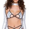 Dancewear * | Roma Ring Hologram Cut-Out Dance Thong