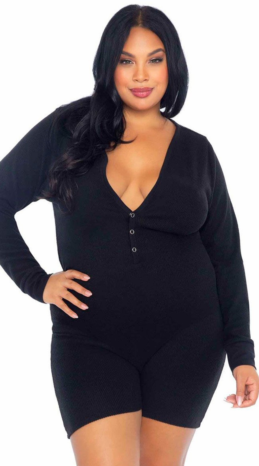 Lingerie * | Leg Avenue Plus Sized Love Me Long Johns Romper