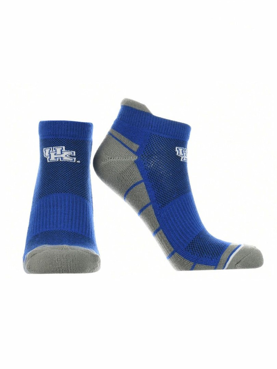 Ncaa Socks * | Hot Sale Tck All Schools Kentucky Wildcats Low Cut Ankle Socks With Tab Blue/White