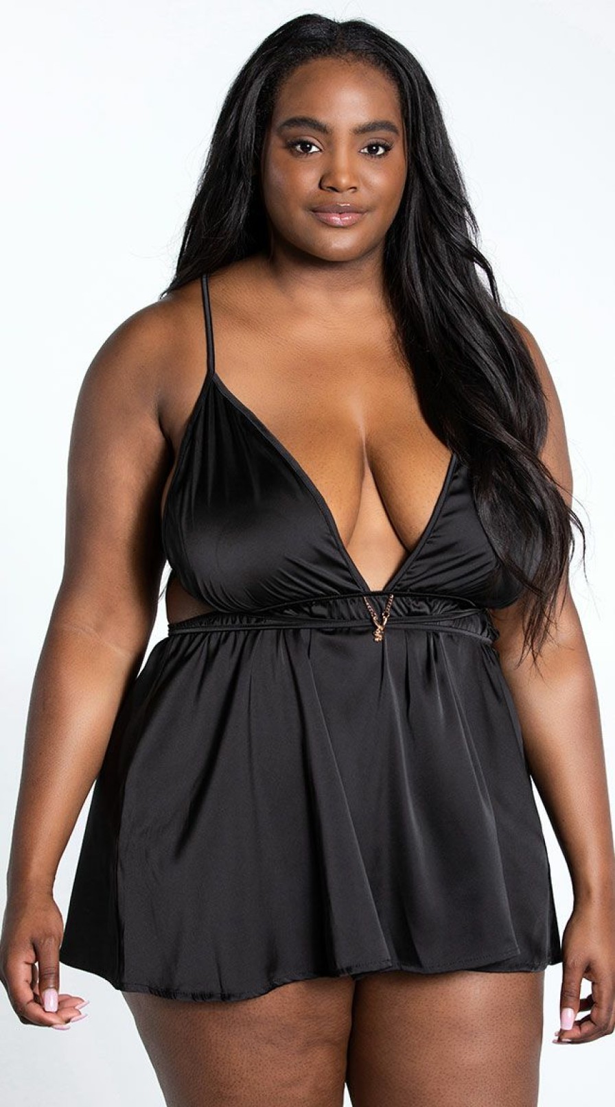 Lingerie * | Playboy Plus Size Breathless Satin Babydoll