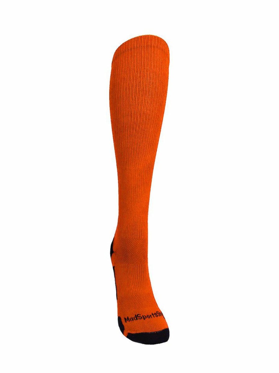 Ncaa Socks * | Best Sale Madsportsstuff Softball Socks Orange And Black Player Id Custom Number Over The Calf Socks For Softball Baseball Football Boys And Girls