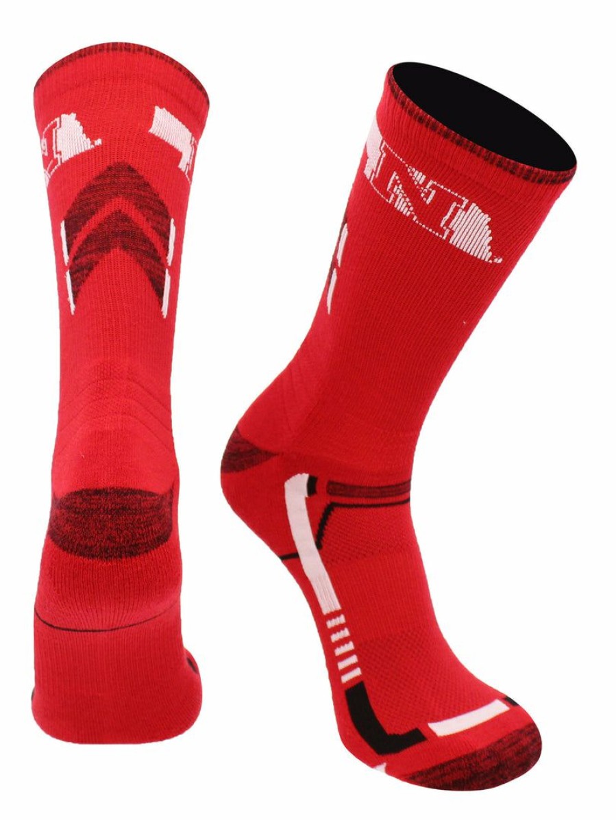 Ncaa Socks * | Flash Sale Tck Nebraska Cornhuskers Socks University Of Nebraska Cornhuskers Champion Crew Socks Red/Black