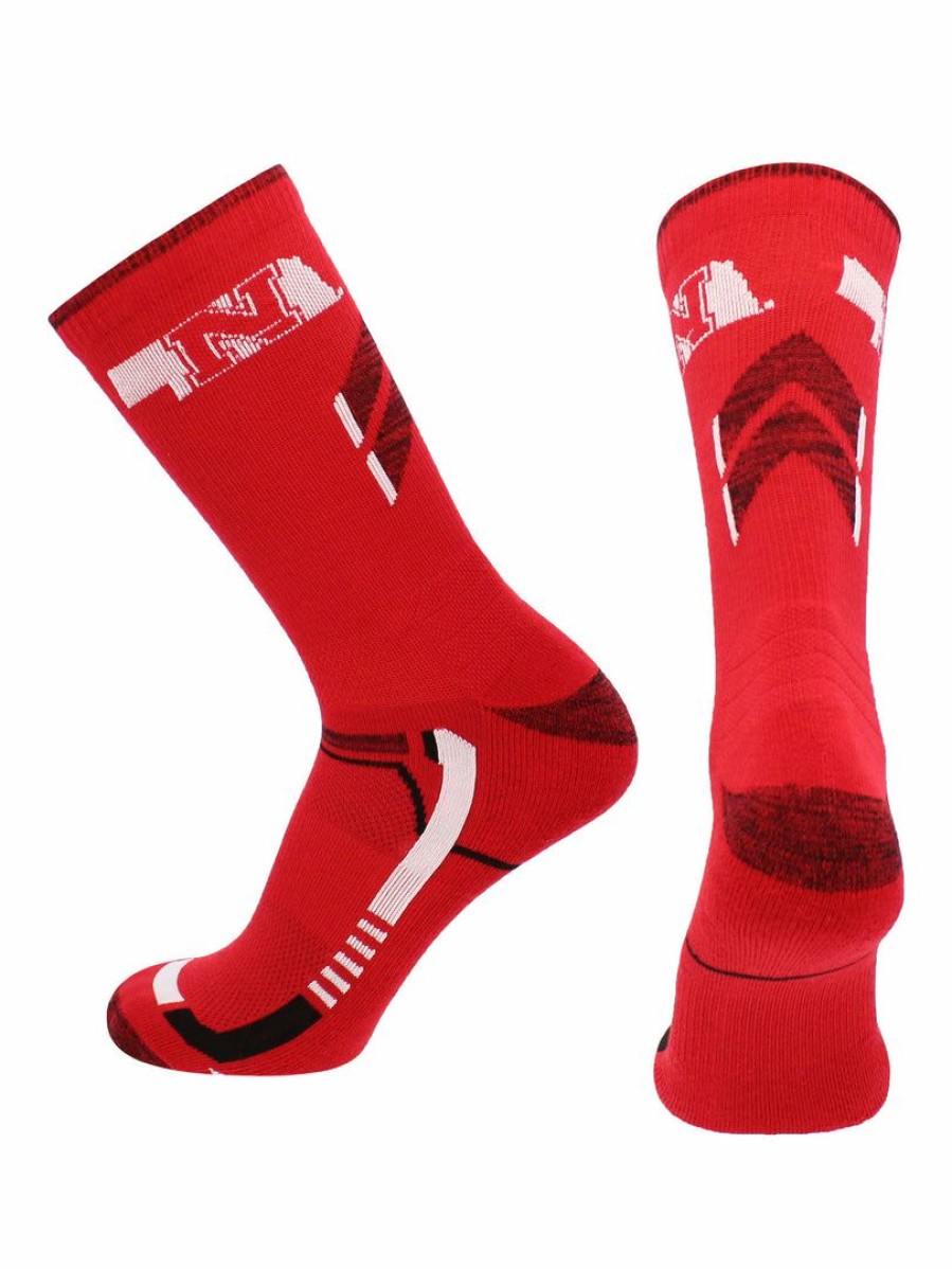 Ncaa Socks * | Flash Sale Tck Nebraska Cornhuskers Socks University Of Nebraska Cornhuskers Champion Crew Socks Red/Black