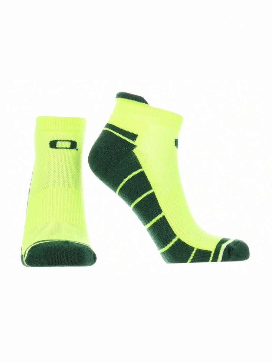 Ncaa Socks * | Brand New Tck Oregon Ducks Low Cut Ankle Socks With Tab All Schools Yellow/Green