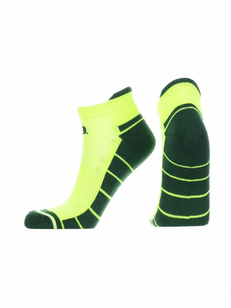 Ncaa Socks * | Brand New Tck Oregon Ducks Low Cut Ankle Socks With Tab All Schools Yellow/Green