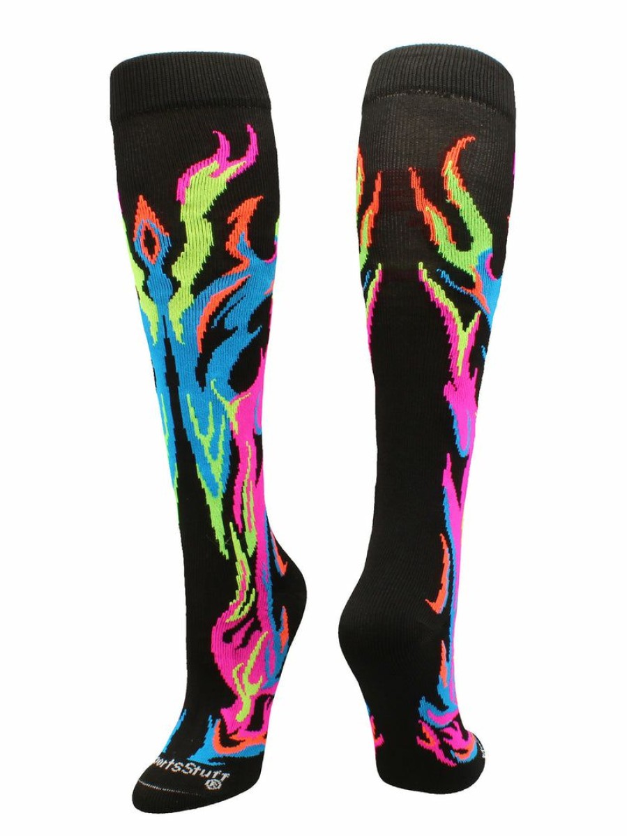 Ncaa Socks * | Brand New Madsportsstuff Softball Socks With Flames For Girls Or Boys Women Or Men Baseball Socks