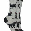 Ncaa Socks * | Promo Whd Black Cat Socks For Women Gift For Animal Lovers Crazy Socks Crew Gray