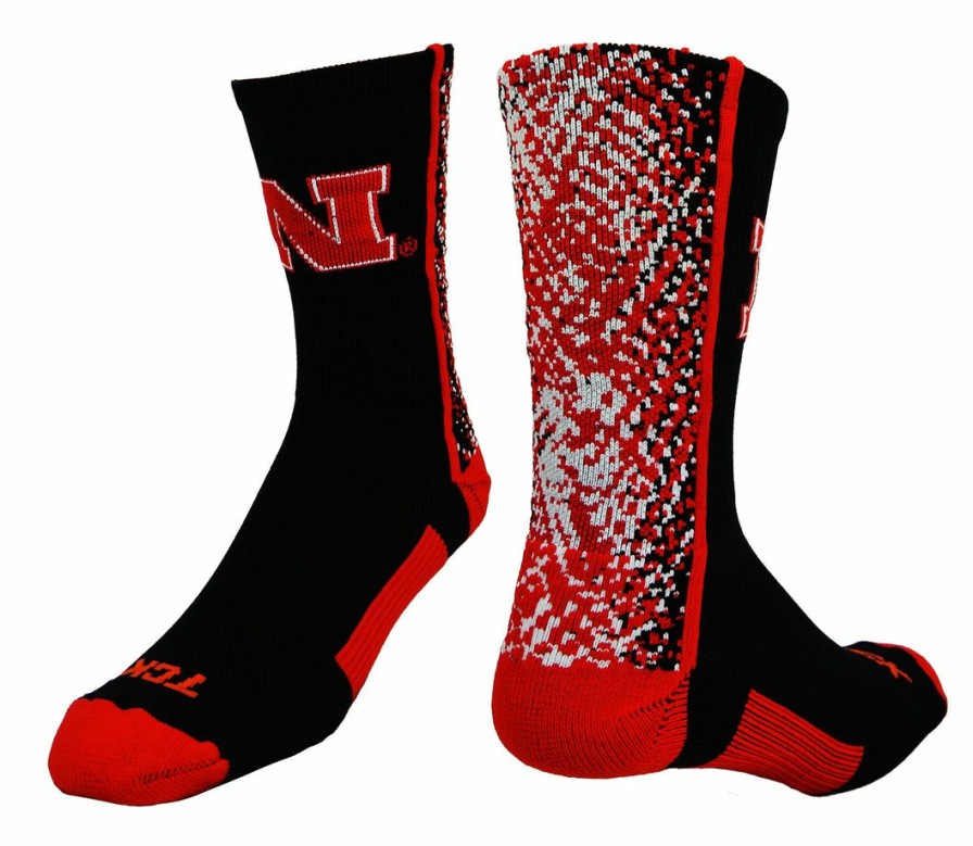 Ncaa Socks * | Promo Tck Nebraska Cornhuskers Socks Static Crew All Schools Black/Red/White