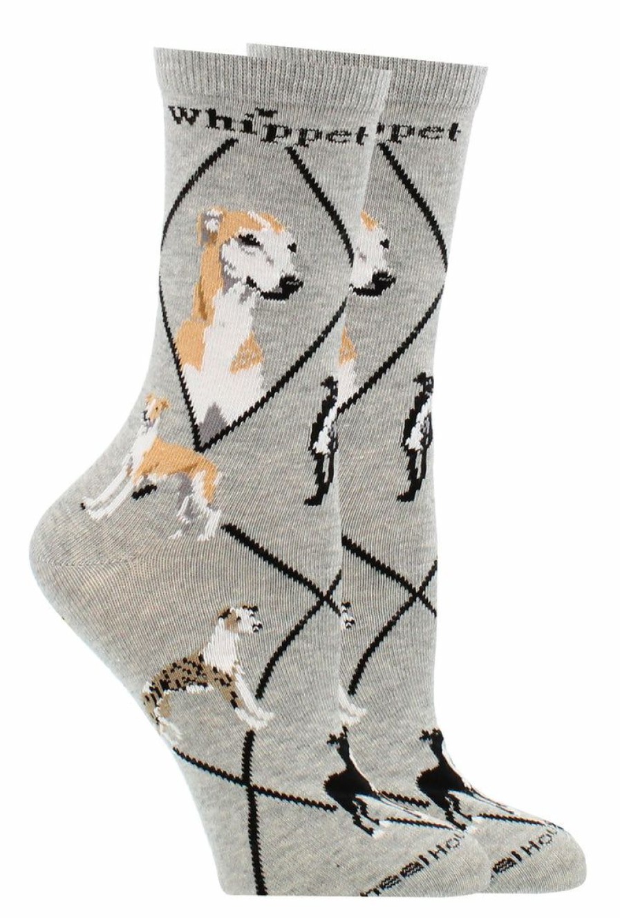 Ncaa Socks * | Budget Whd Whippet Socks For Women Gift For Dog Lovers Crazy Socks Crew Gray