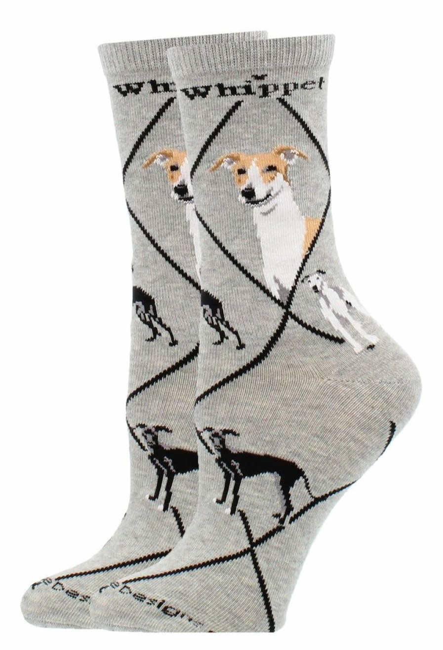 Ncaa Socks * | Budget Whd Whippet Socks For Women Gift For Dog Lovers Crazy Socks Crew Gray