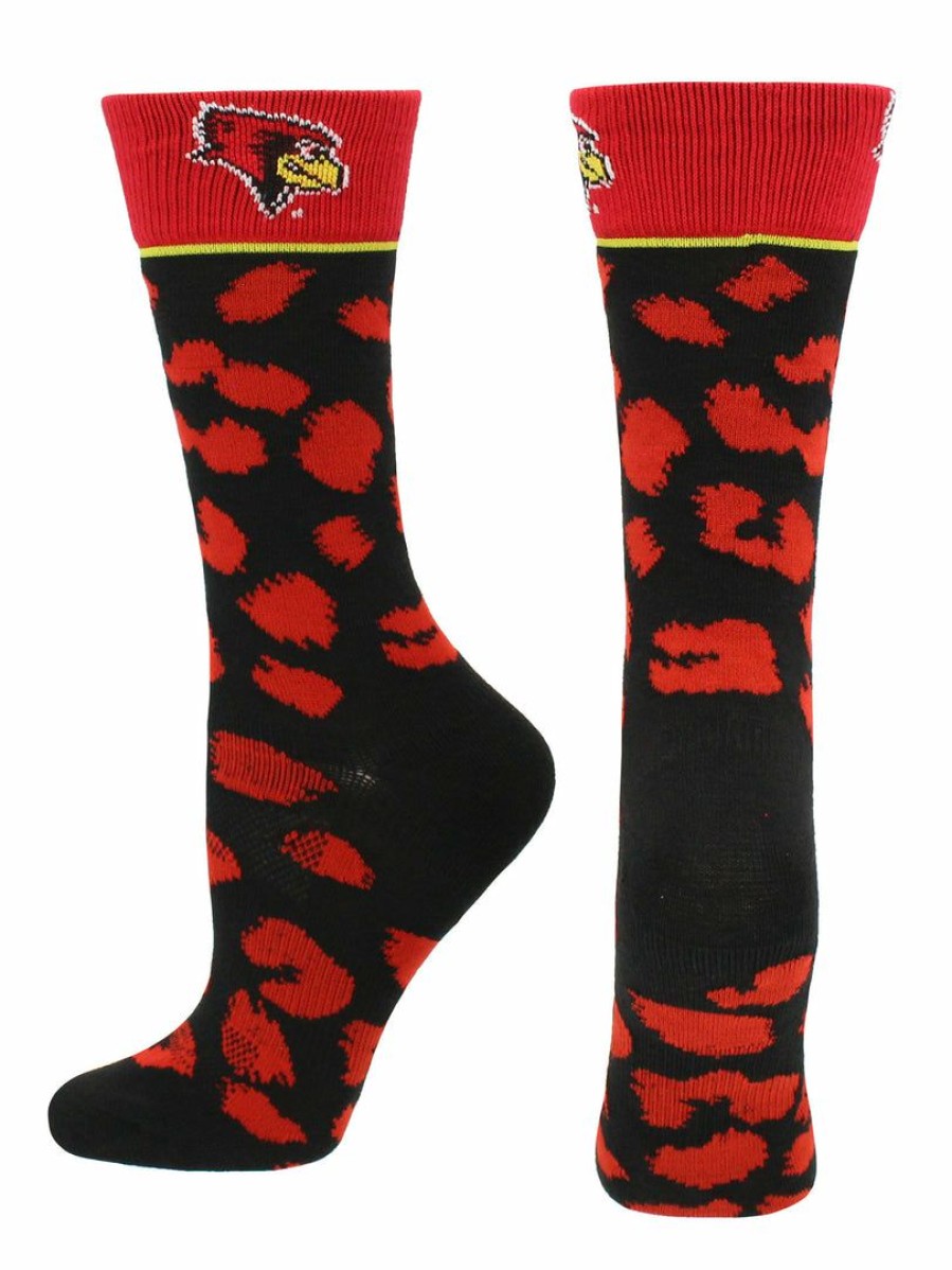 Ncaa Socks * | Coupon Tck Isu Illinois State Redbirds Socks Womens Savage Crew Socks Red/Black