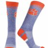 Ncaa Socks * | Promo Tck All Schools Clemson Tigers Socks Victory Parade Crew Length Orange/Purple/Grey