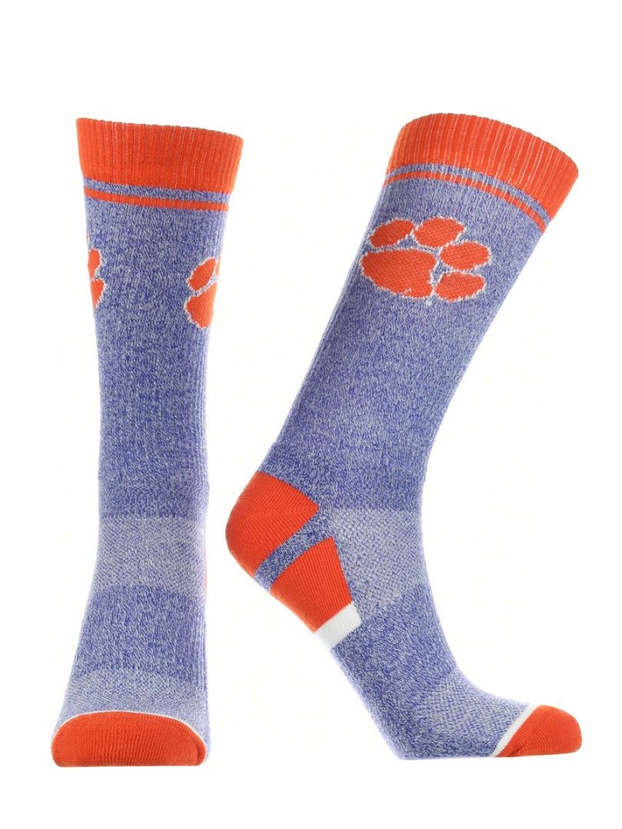 Ncaa Socks * | Promo Tck All Schools Clemson Tigers Socks Victory Parade Crew Length Orange/Purple/Grey