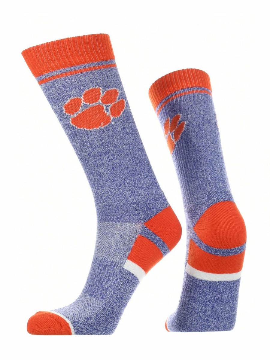 Ncaa Socks * | Promo Tck All Schools Clemson Tigers Socks Victory Parade Crew Length Orange/Purple/Grey