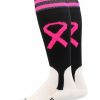 Ncaa Socks * | Top 10 Madsportsstuff Pink Ribbon Breast Cancer Awareness Baseball Stirrup Socks Baseball Socks Black/Neon Pink