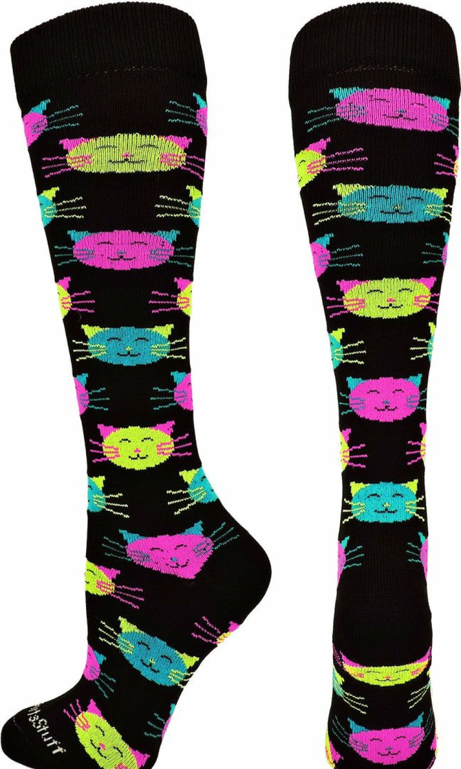 Ncaa Socks * | New Madsportsstuff Cat Socks For Softball Soccer- Girls Or Boys- Athletic Over The Calf Socks For Sports Softball Socks Black/Neon