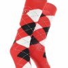 Ncaa Socks * | Coupon Tck Wisconsin Badgers Argyle Dress Socks Ncaa Fanwear Crew Length All Schools Red/Black/White