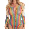 Lingerie * | Pink Lipstick Living In Color Rainbow Bodysuit