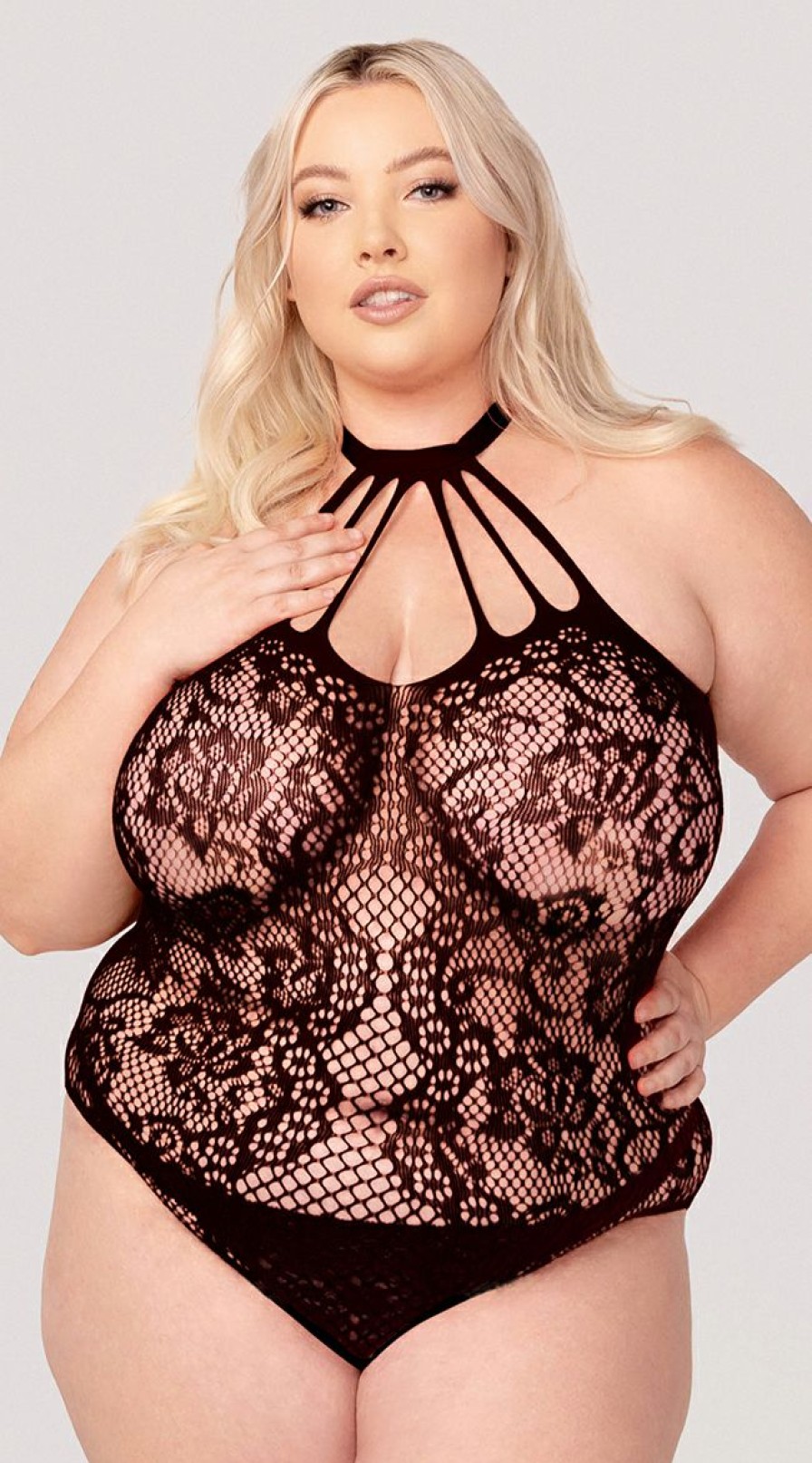 Lingerie * | Yandy Plus Size Dark Fantasies Crotchless Teddy