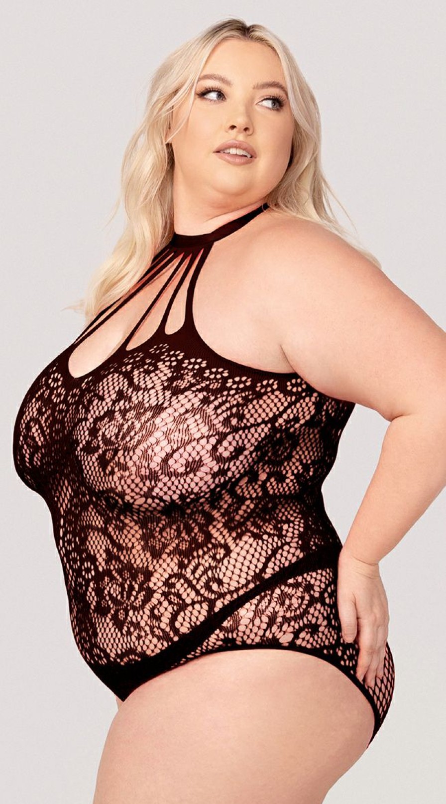 Lingerie * | Yandy Plus Size Dark Fantasies Crotchless Teddy