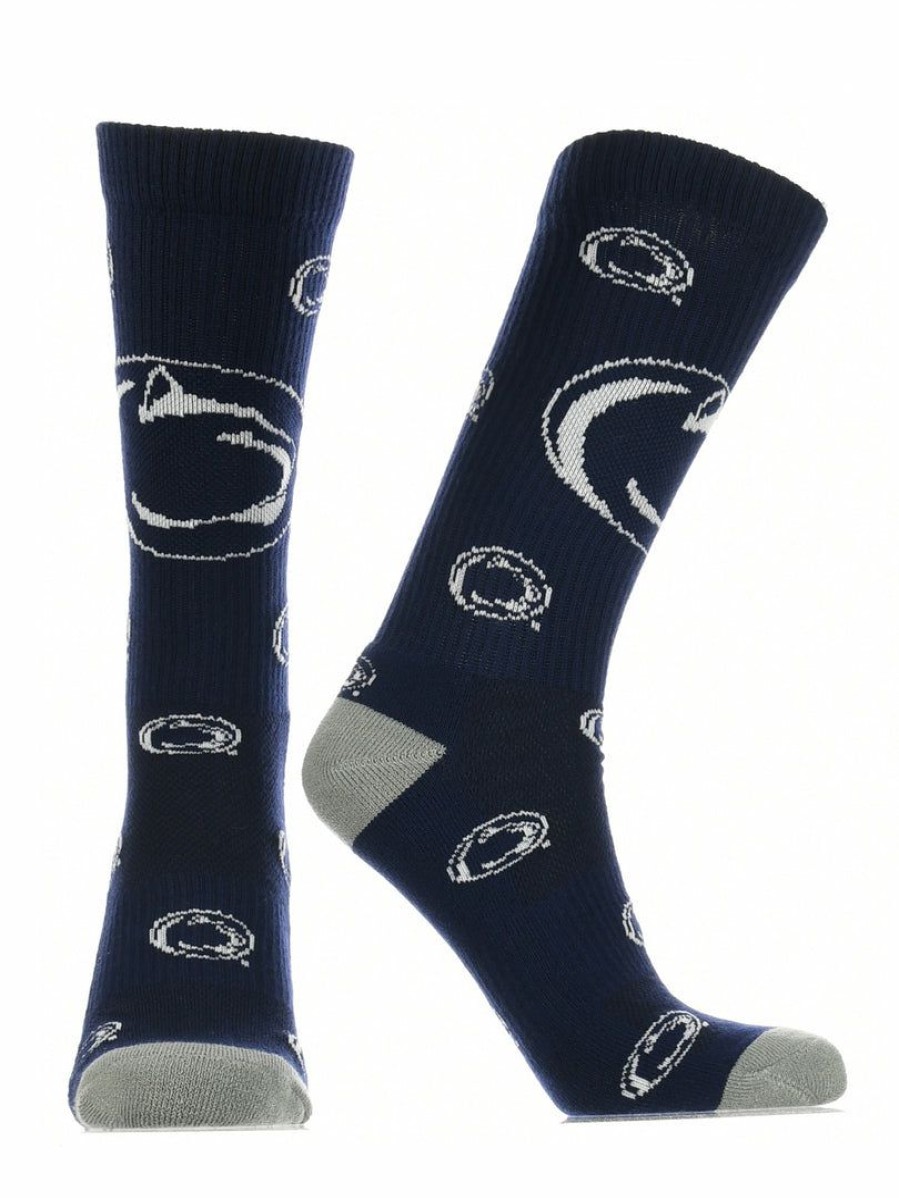 Ncaa Socks * | Buy Tck All Schools Penn State Nittany Lions Socks Crew Length Sock Mayhem Navy/Grey/White