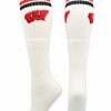 Ncaa Socks * | Brand New Tck All Schools Wisconsin Badgers Socks Throwback Tube White/Cardinal/Black