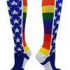 Ncaa Socks * | Wholesale Madsportsstuff Kickball Socks Rainbow Pride Over The Calf Socks Multi