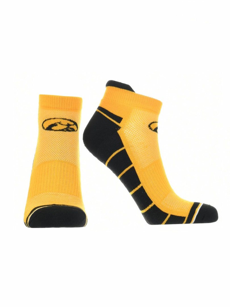 Ncaa Socks * | Discount Tck Iowa Hawkeyes Low Cut Ankle Socks With Tab All Schools Gold/Black