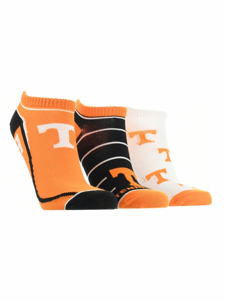 Ncaa Socks * | Discount Tck Tennessee Volunteers No Show Socks Full Field 3 Pack All Schools Orange/Black/White