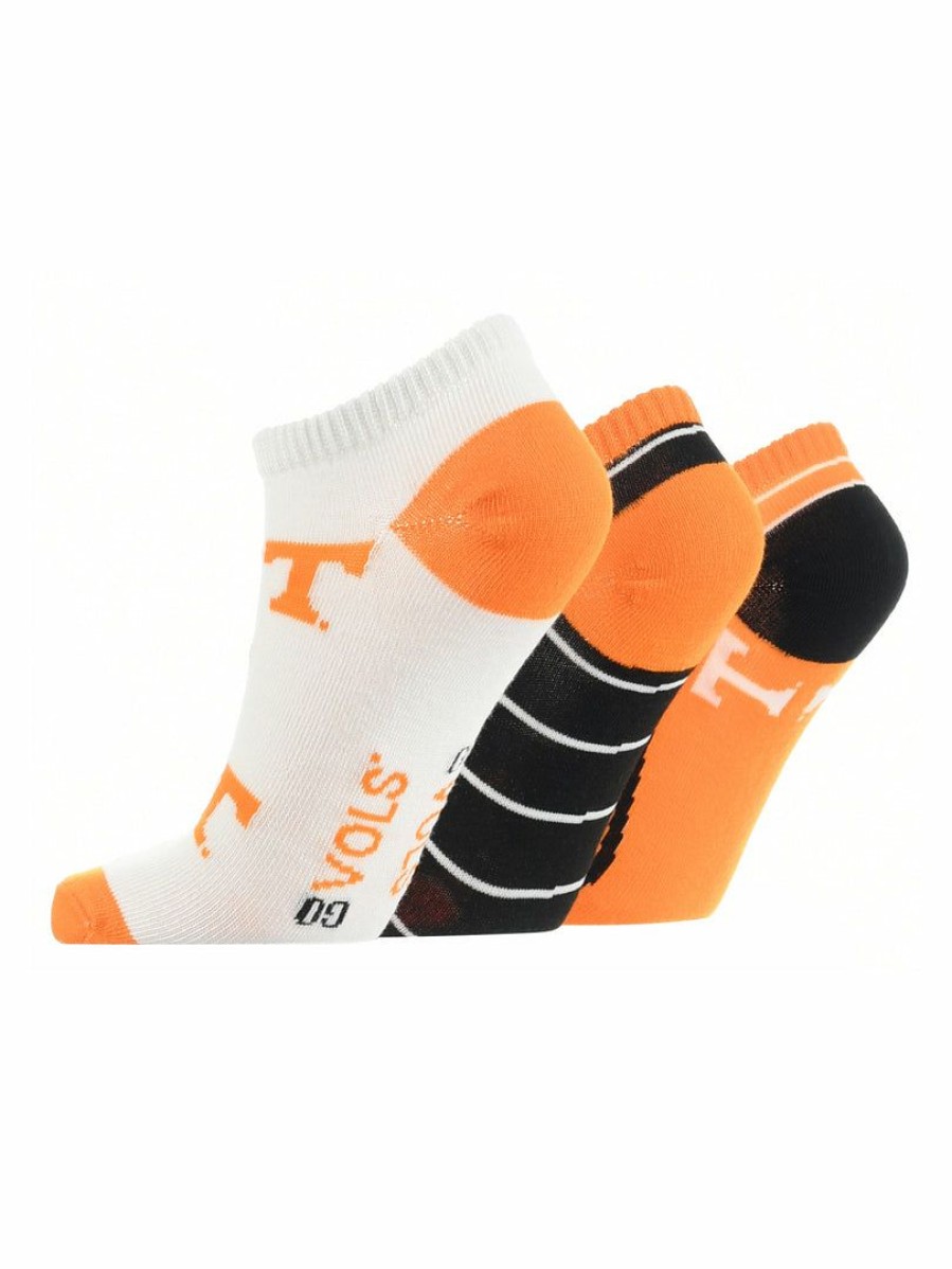 Ncaa Socks * | Discount Tck Tennessee Volunteers No Show Socks Full Field 3 Pack All Schools Orange/Black/White