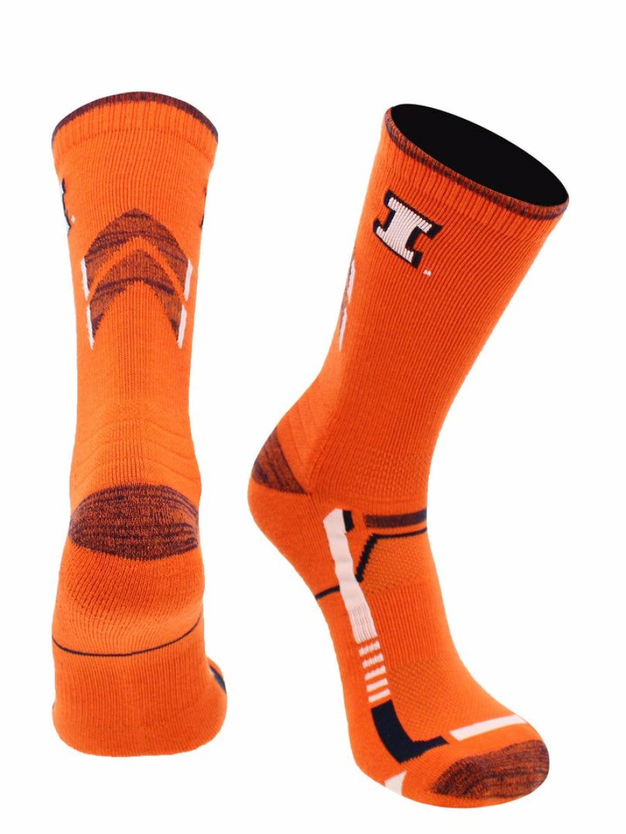 Ncaa Socks * | Outlet Tck Illinois Fighting Illini Socks University Of Illinois Illini Champion Crew Socks Orange/Blue