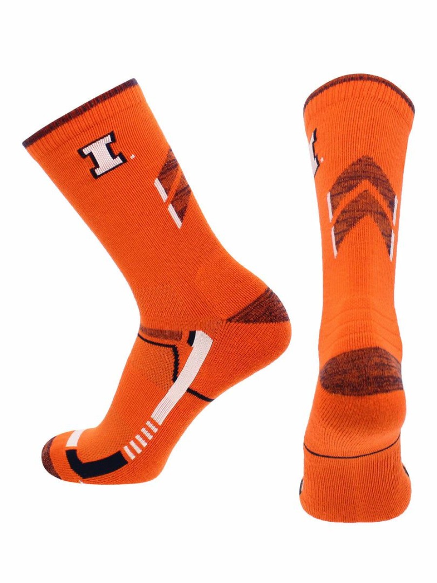 Ncaa Socks * | Outlet Tck Illinois Fighting Illini Socks University Of Illinois Illini Champion Crew Socks Orange/Blue