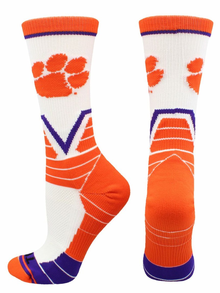 Ncaa Socks * | Discount Tck Clemson Tigers Socks Victory Crew All Schools White/Orange/Purple