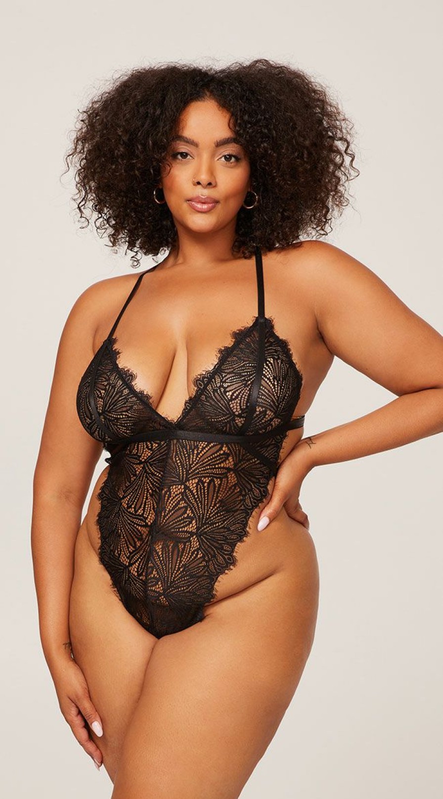 Lingerie * | Yandy Plus Size High Key Fine Lace Teddy