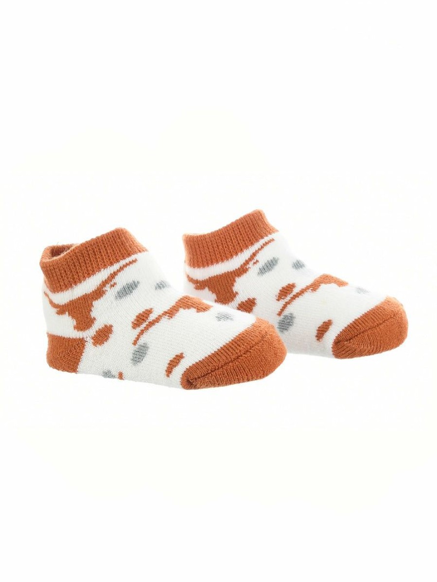 Ncaa Socks * | Promo Tck Texas Longhorns Toddler Socks Low Cut Little Fan Burnt Orange/White