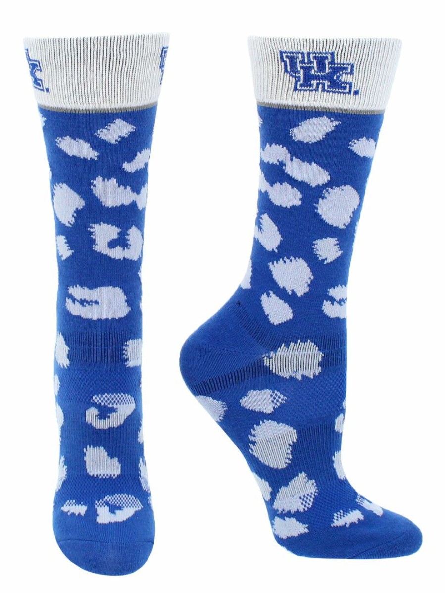 Ncaa Socks * | Best Deal Tck Kentucky Wildcats Socks Womens Savage Crew Socks All Schools Blue/White