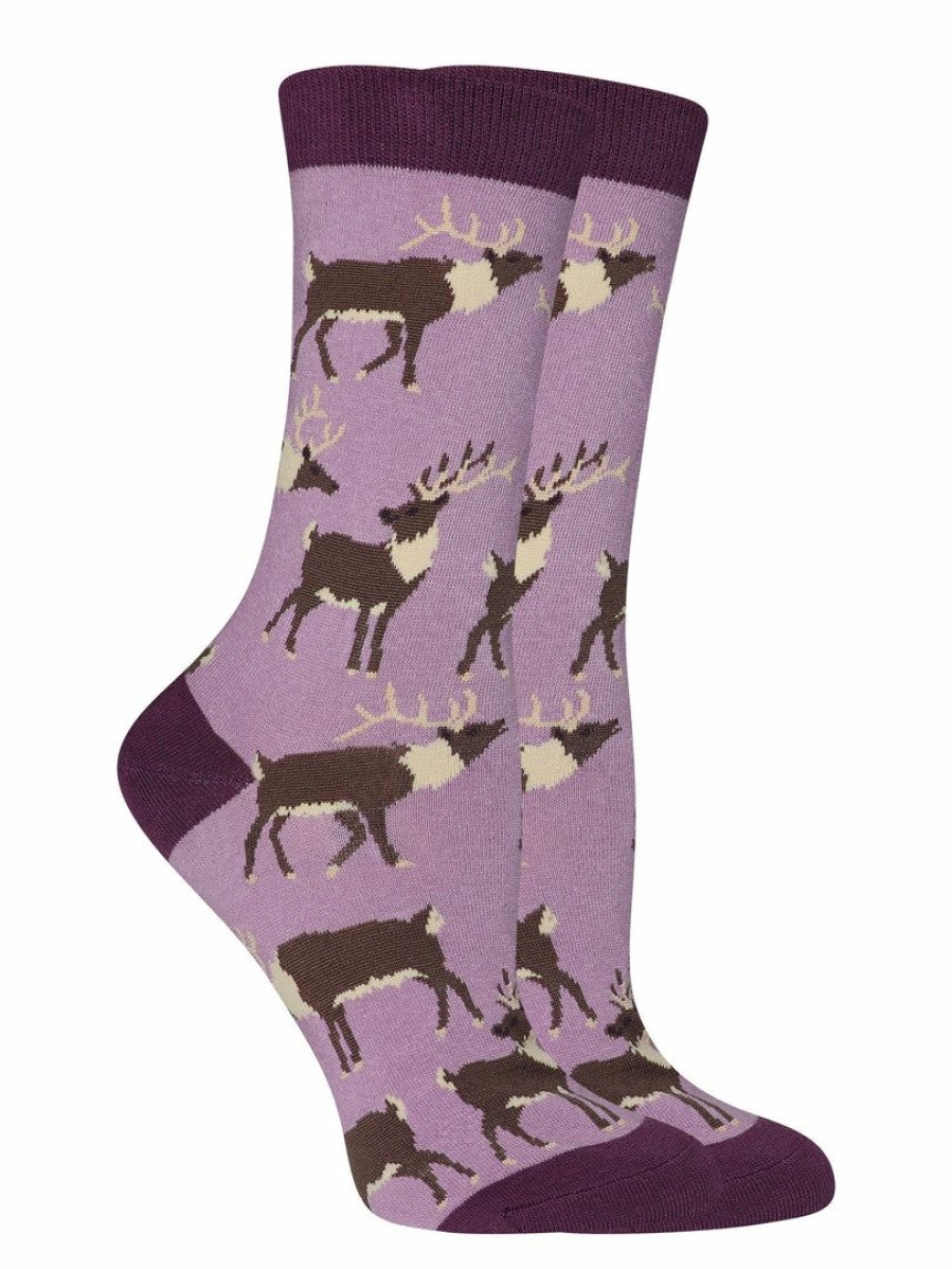 Ncaa Socks * | Flash Sale Whd Elk Socks For Women Gift For Animal Lovers Purple