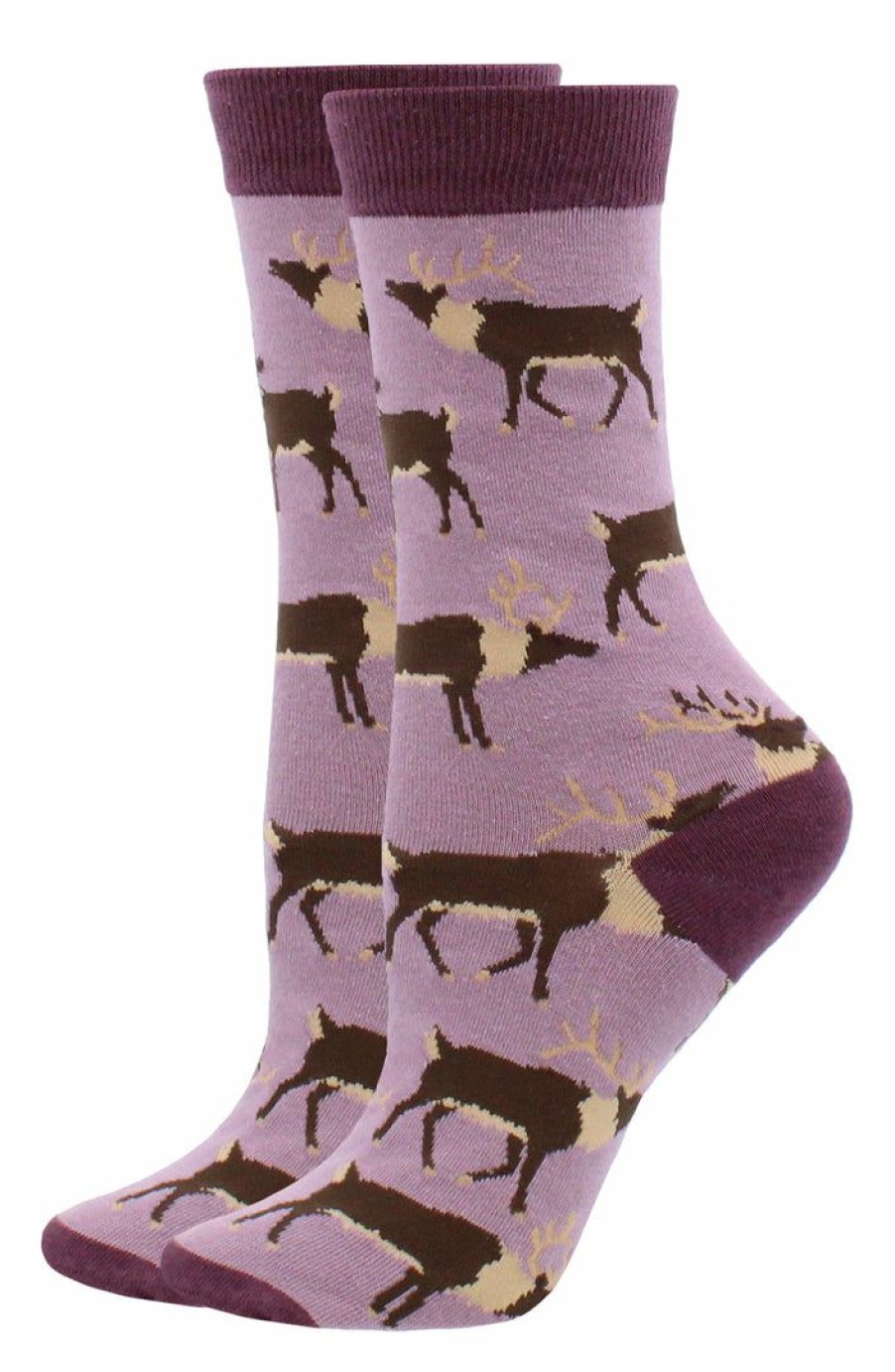 Ncaa Socks * | Flash Sale Whd Elk Socks For Women Gift For Animal Lovers Purple